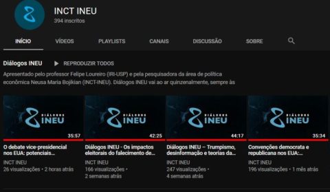 Novidades do INCT-INEU no YouTube