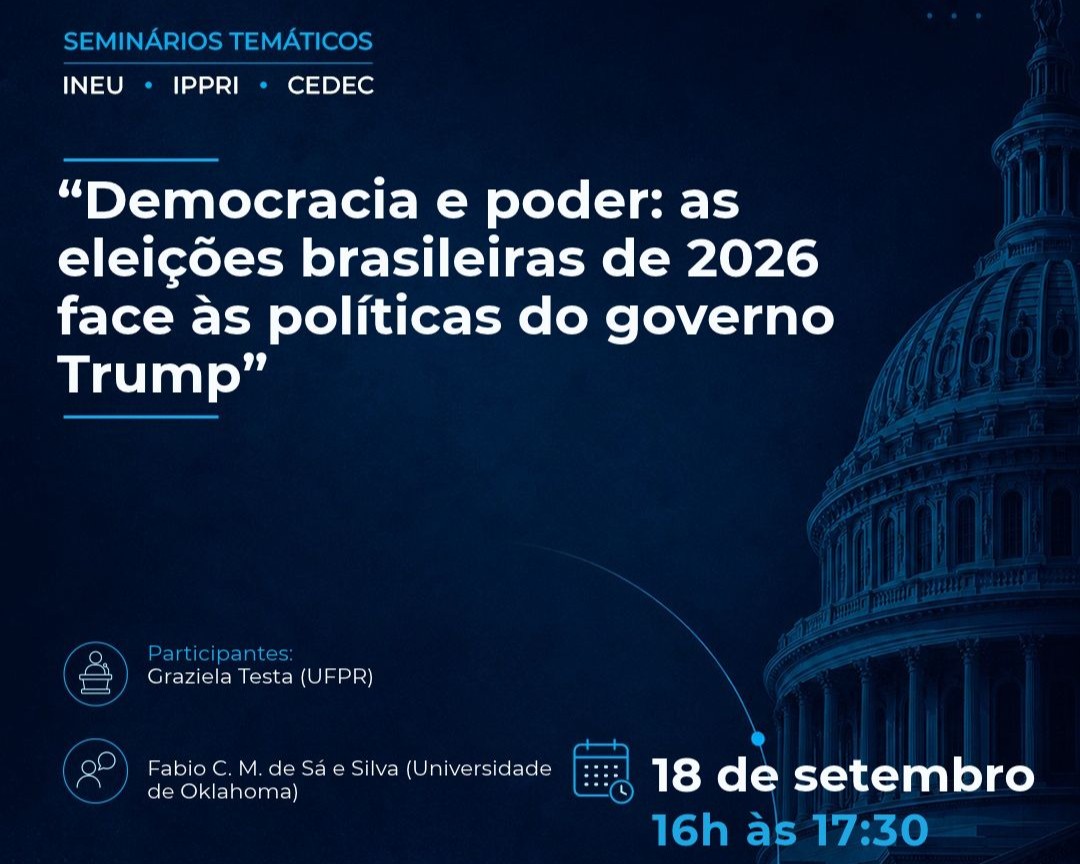 INCT-INEU, Ippri e Cedec convidam para seminário sobre as eleições brasileiras e Trump
